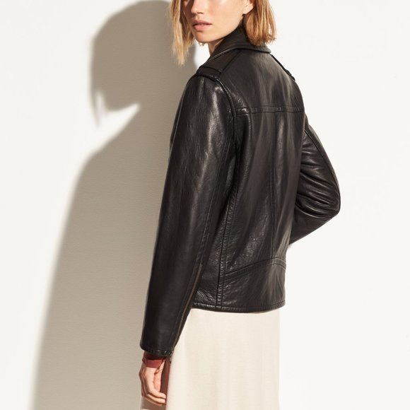 Vince Women's Leather Black Moto Jacket - Picture 5 of 5